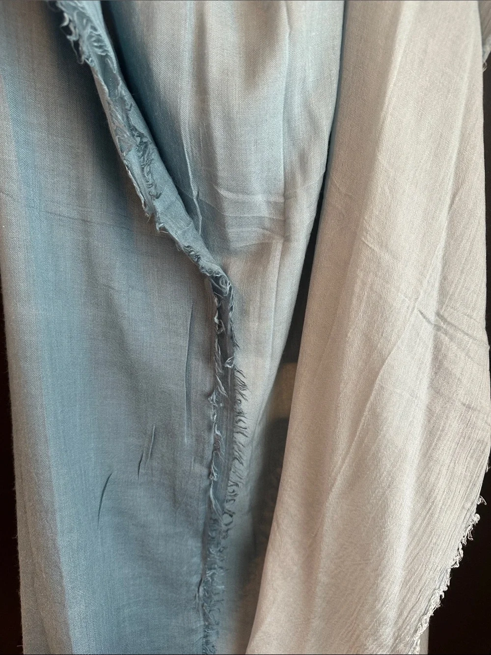 Light Blue Frayed Edge Linen Wrap